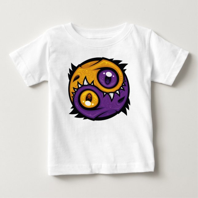 T-shirt Pour Bébé Dragons Yin Yang Or et Violet (Devant)