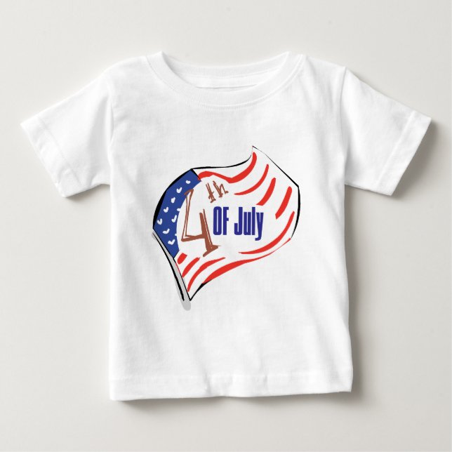 T-shirt Pour Bébé Drapeau 4 juillet américain (Devant)