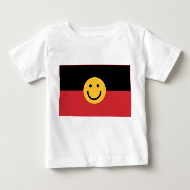 T-shirt Pour Bébé Drapeau aborigène australien avec visage sourire (Devant)