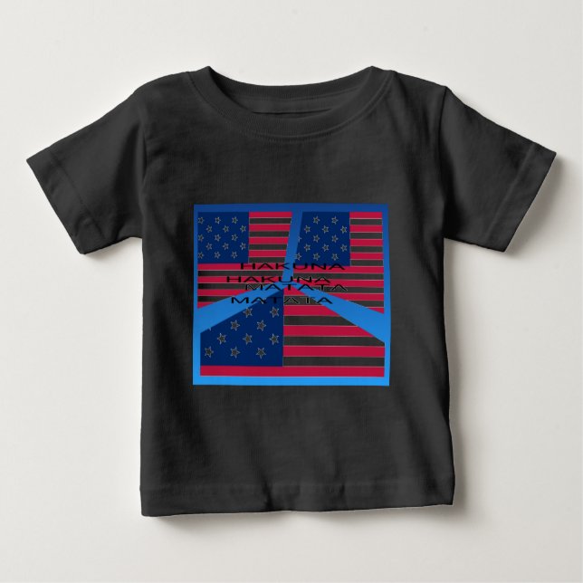 T-shirt Pour Bébé Drapeau américain avec Hakuna Matata : Design patr (Devant)
