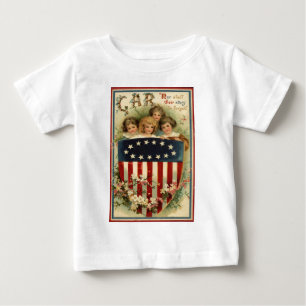 T-shirt Pour Bébé Drapeau américain Bouclier Enfants Fleur