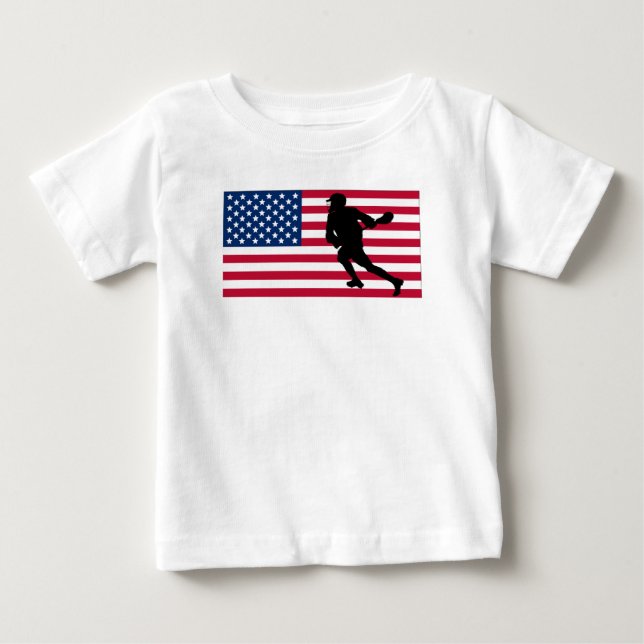 T-shirt Pour Bébé Drapeau américain de lacrosse (Devant)