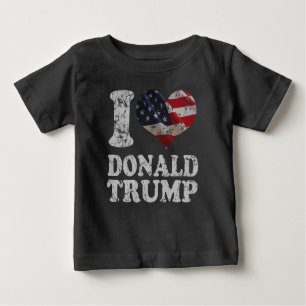 T-shirt Pour Bébé Drapeau américain Donald Trump du coeur I
