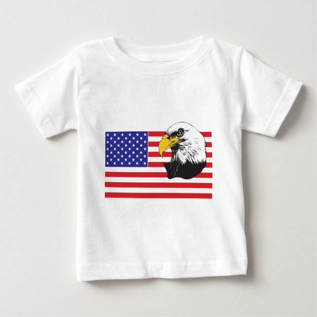 T-shirt Pour Bébé Drapeau américain et aigle à tête blanche (Devant)