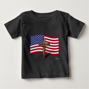 T-shirt Pour Bébé Drapeau américain et croix robuste