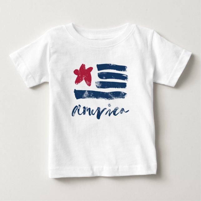 T-shirt Pour Bébé Drapeau américain Paintstrokes (Devant)