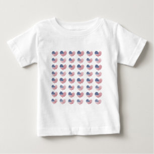 T-shirt Pour Bébé Drapeau américain patriotique mignon Motif de coeu