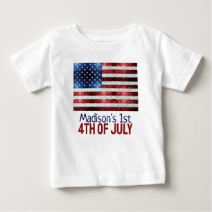 T-shirt Pour Bébé Drapeau américain rouge blanc brillant bleu bébé 1