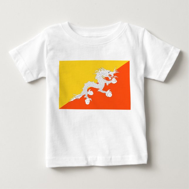 T-shirt Pour Bébé Drapeau bhoutanais (Bhoutan) (Dragon tonnerre) (Devant)