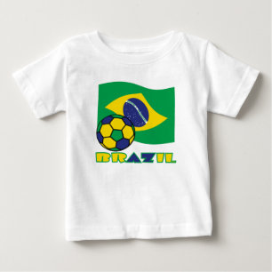 T-shirt Pour Bébé Drapeau Brésil balle de football