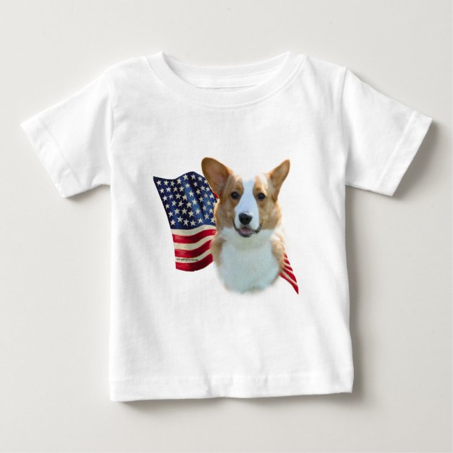 T-shirt Pour Bébé Drapeau Cardigan Welsh Corgi (Devant)
