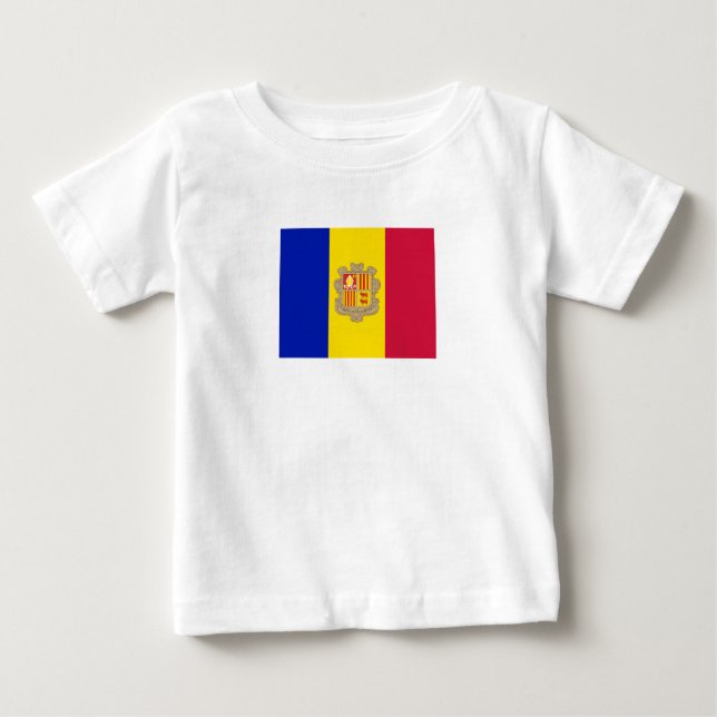 T-shirt Pour Bébé Drapeau d'Andorre patriotique (Devant)