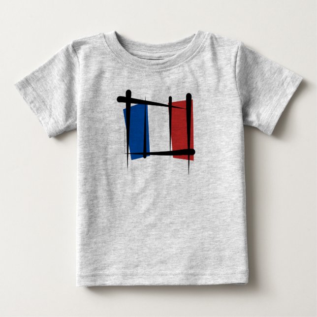 T-shirt Pour Bébé Drapeau de brosse de la France (Devant)