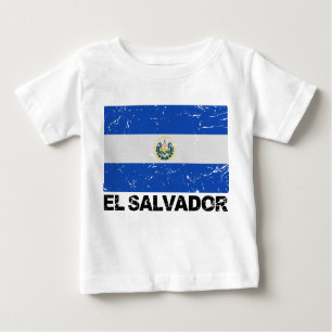 T-shirt Pour Bébé Drapeau de cru du Salvador