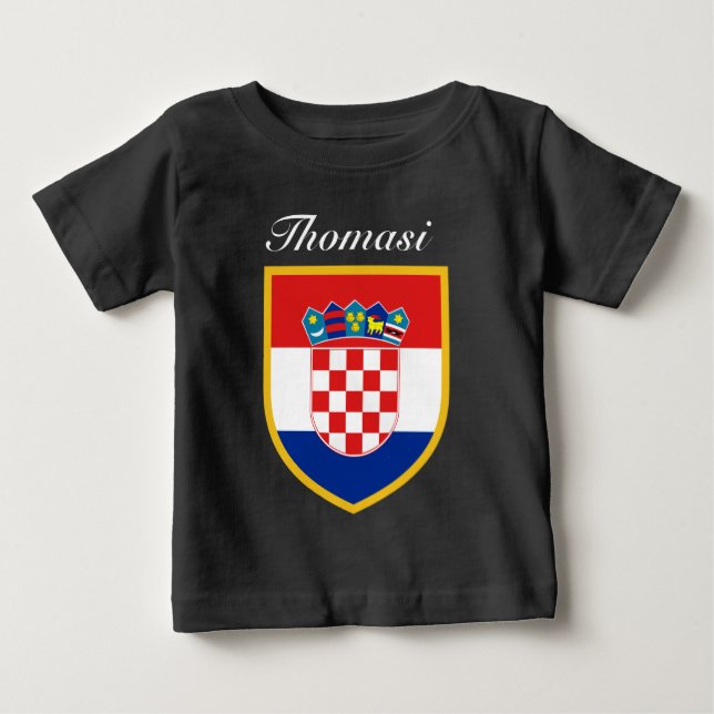 T-shirt Pour Bébé Drapeau de la Croatie personnalisé (Devant)