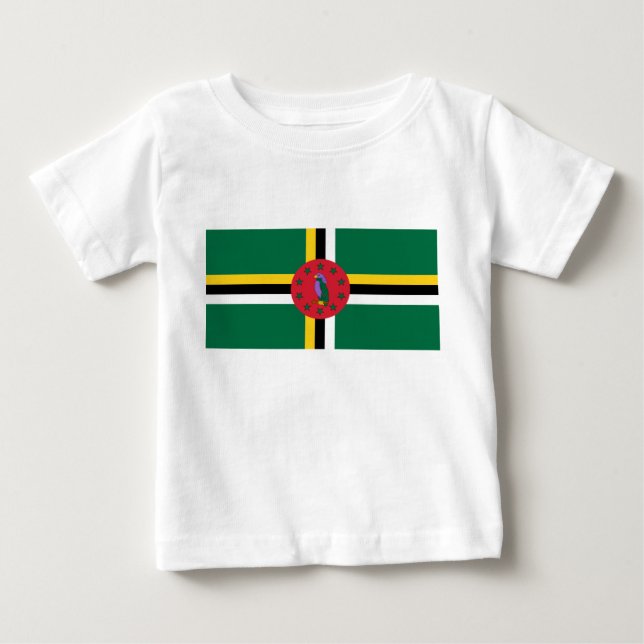 T-shirt Pour Bébé Drapeau de la Dominique (Devant)
