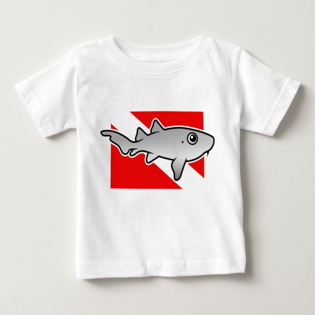 T-shirt Pour Bébé Drapeau de la plongée de requin caricature (Devant)