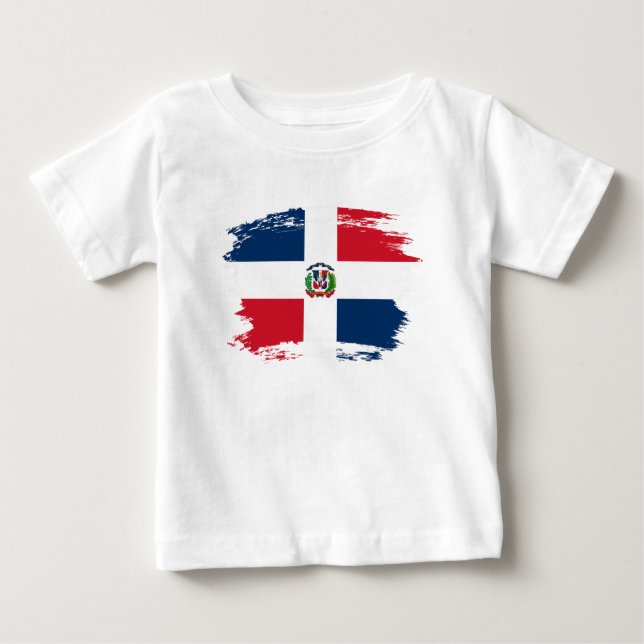 T-shirt Pour Bébé Drapeau de la République Dominicaine (Devant)