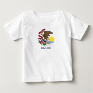 T-shirt Pour Bébé Drapeau de l'État de l'Illinois