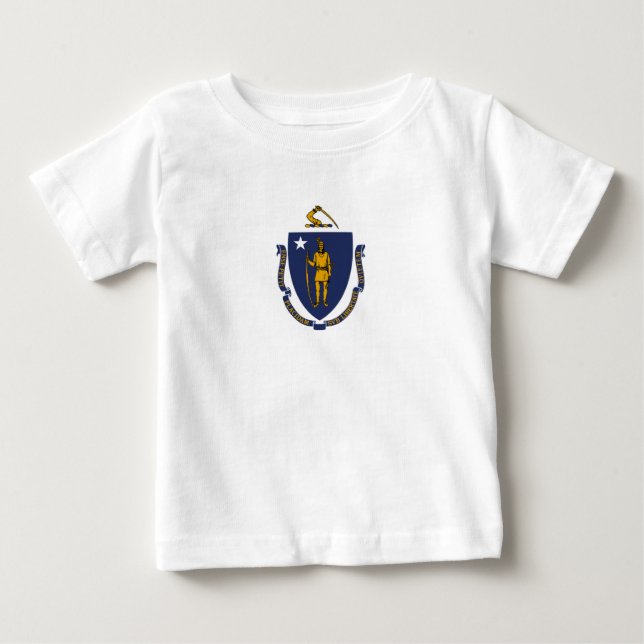 T-shirt Pour Bébé Drapeau de l'État du Massachusetts (Devant)