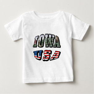 T-shirt Pour Bébé Drapeau de l'Iowa USA - Texte de la photo