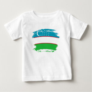T-shirt Pour Bébé Drapeau de l'Ouzbékistan