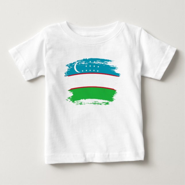 T-shirt Pour Bébé Drapeau de l'Ouzbékistan (Devant)