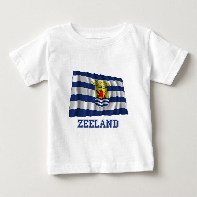 T-shirt Pour Bébé Drapeau de ondulation de Zélande avec le nom (Devant)