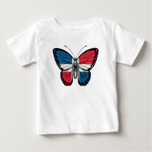 T-shirt Pour Bébé Drapeau de papillon de la République Dominicaine