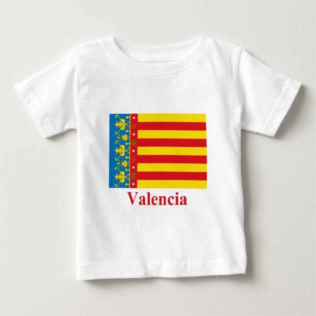 T-shirt Pour Bébé Drapeau de Valence avec le nom (Devant)