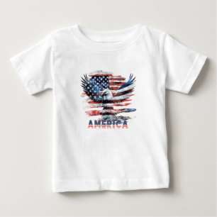 T-shirt Pour Bébé Drapeau des États-Unis. Amérique