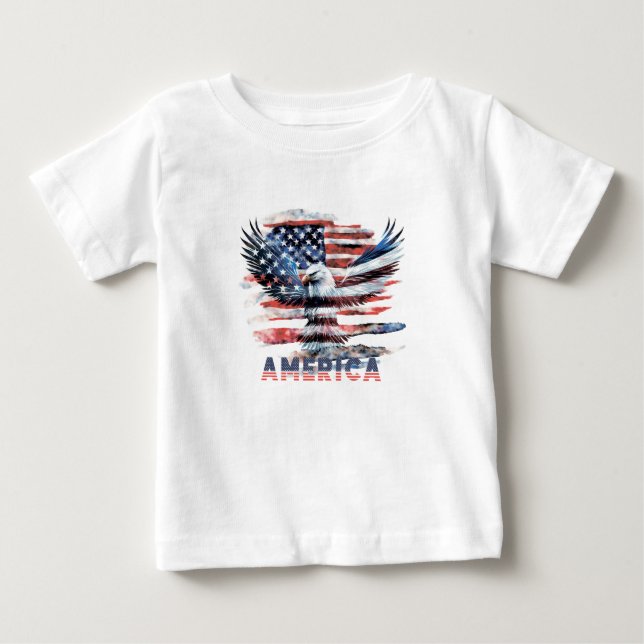 T-shirt Pour Bébé Drapeau des États-Unis. Amérique (Devant)