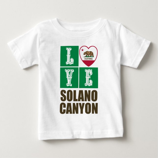 T-shirt Pour Bébé Drapeau d'État de Californie Coeur Solano Canyon (Devant)