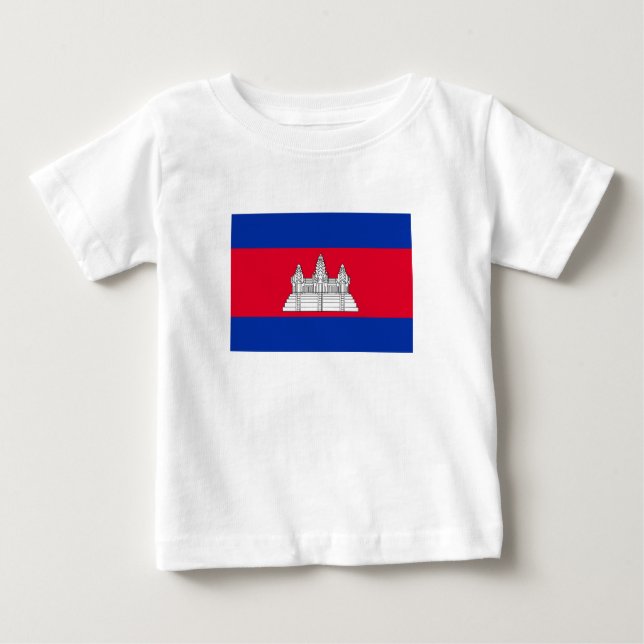 T-shirt Pour Bébé Drapeau du Cambodge patriotique (Devant)