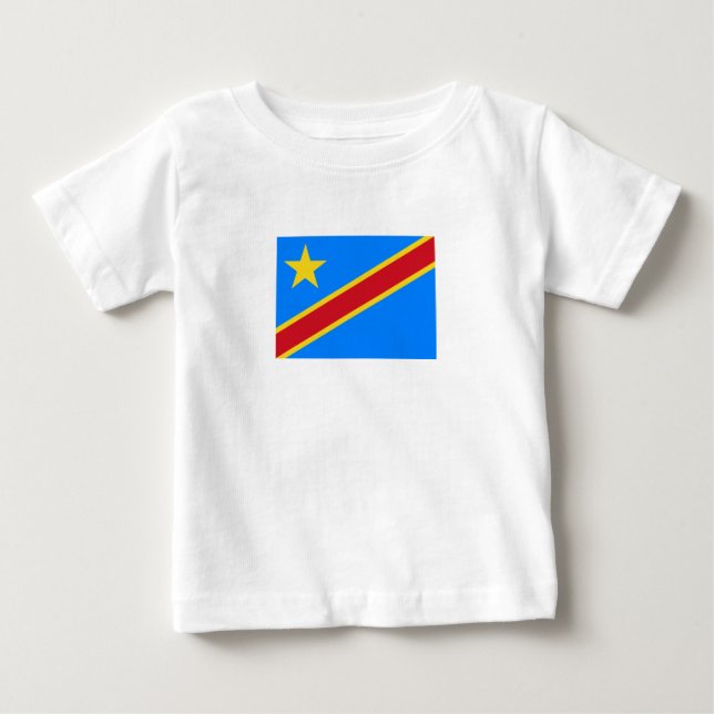 T-shirt Pour Bébé Drapeau du Congo Kinshasa (Devant)