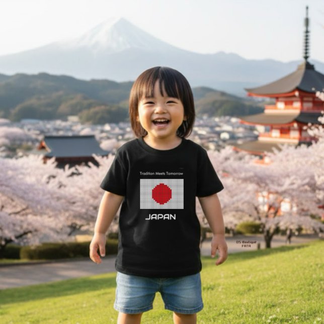 T-shirt Pour Bébé Drapeau du Japon pixélisé (Créateur téléchargé)