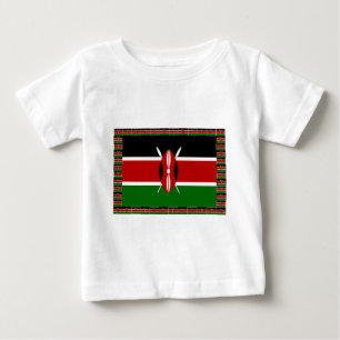 T-shirt Pour Bébé Drapeau du Kenya : avec cadre de drapeau miniature