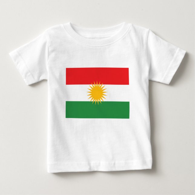 T-shirt Pour Bébé Drapeau du Kurdistan ; Kurde ; Kurde (Devant)