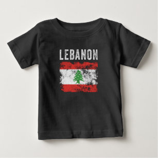 T-shirt Pour Bébé Drapeau du Liban en détresse - Drapeau libanais