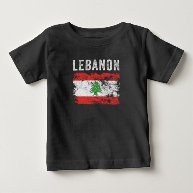 T-shirt Pour Bébé Drapeau du Liban en détresse - Drapeau libanais (Devant)