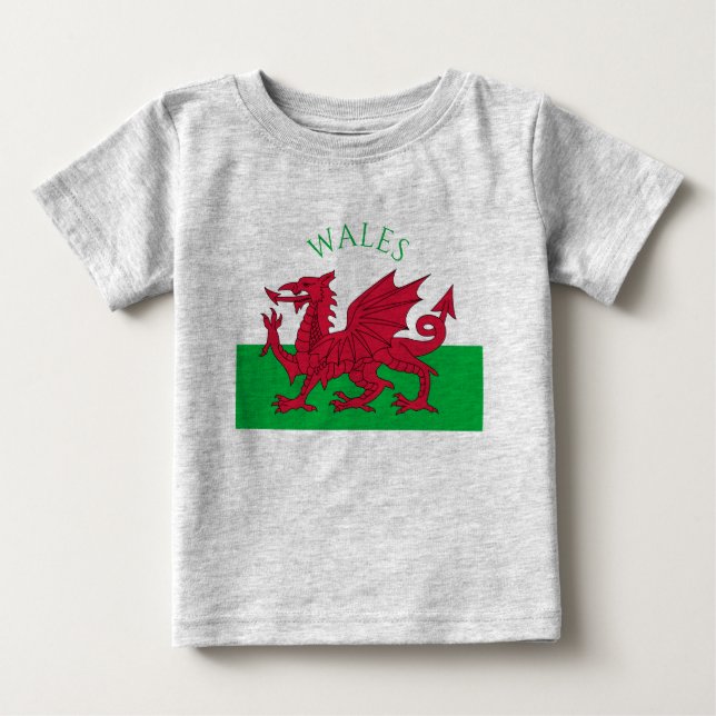 T-shirt Pour Bébé drapeau du pays de galles (Devant)