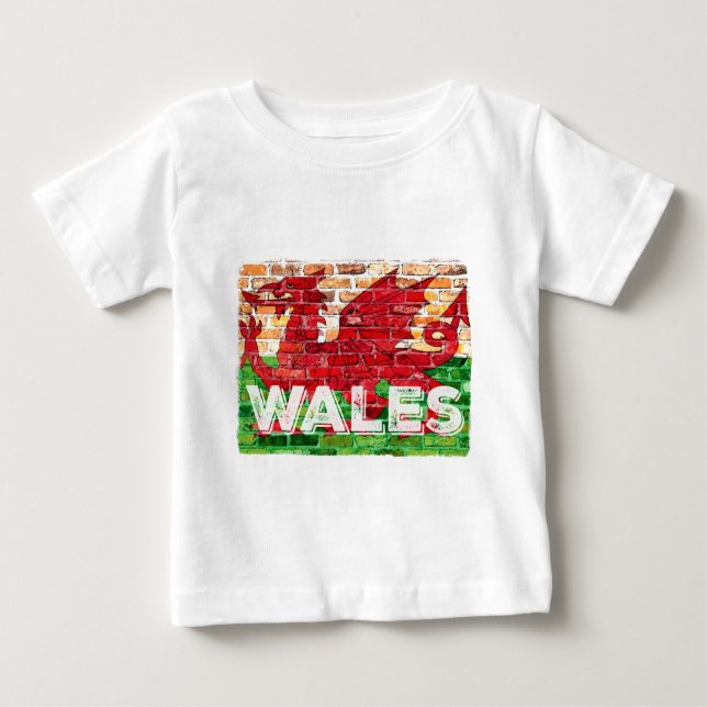 T-shirt Pour Bébé Drapeau du Pays de Galles en brique (Devant)