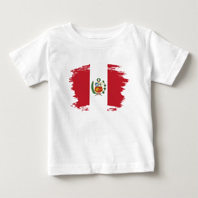 T-shirt Pour Bébé Drapeau du Pérou (Devant)