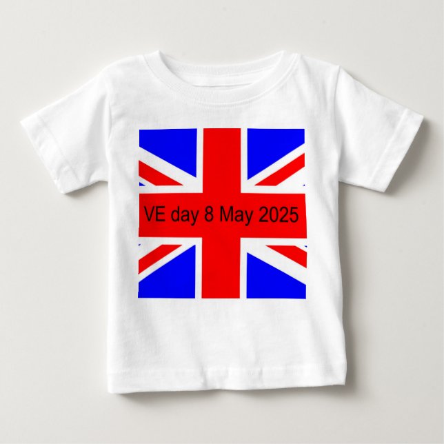 T-shirt Pour Bébé Drapeau du Royaume-Uni VE jour 2025 (Devant)