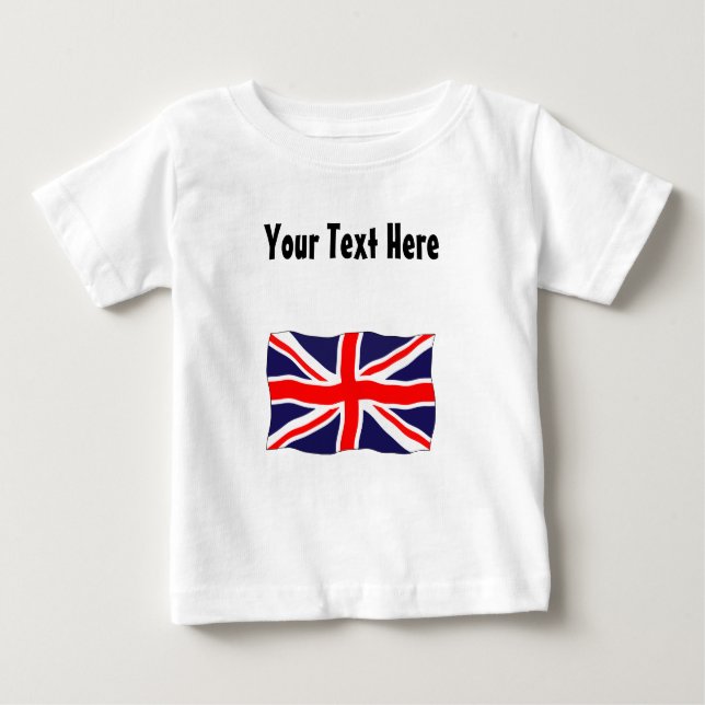T-shirt Pour Bébé Drapeau d'Union Jack - personnalisable avec votre (Devant)