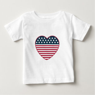 T-shirt Pour Bébé Drapeau en forme de coeur américain
