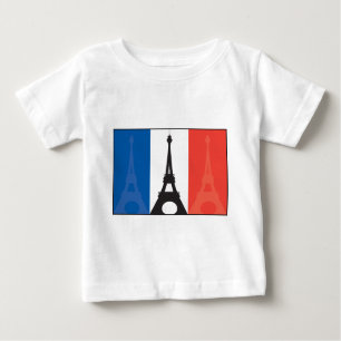 T-shirt Pour Bébé Drapeau et Tour Eiffel français