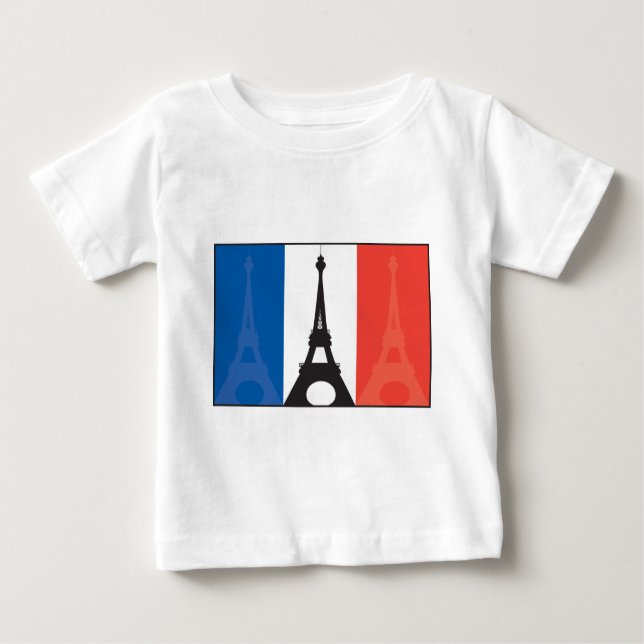 T-shirt Pour Bébé Drapeau et Tour Eiffel français (Devant)