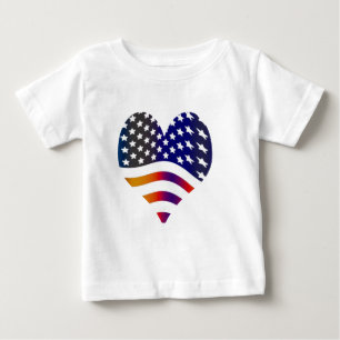 T-shirt Pour Bébé drapeau etats-unis cœur amour américain honneur tr