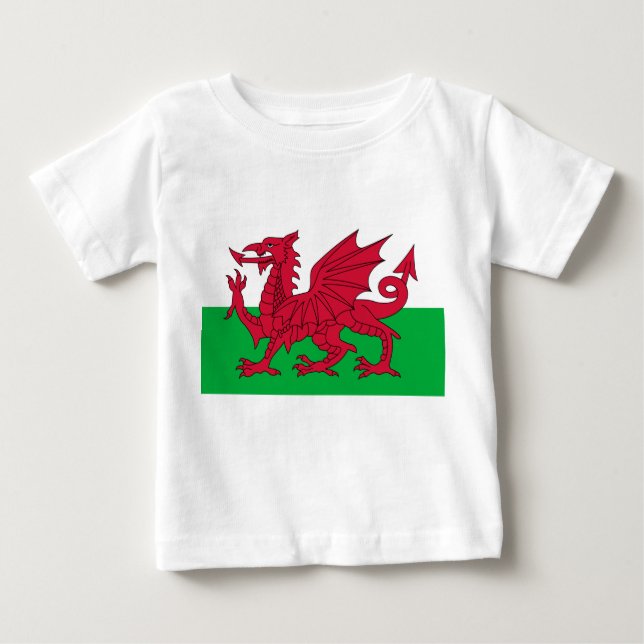 T-shirt Pour Bébé Drapeau gallois (Pays de Galles) (Dragon gallois) (Devant)